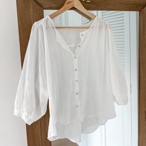 Breath of youth white stripe sheer top
